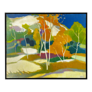 1970s Tadashi Asoma - White Hill in Autumn Oil Painting, Framed