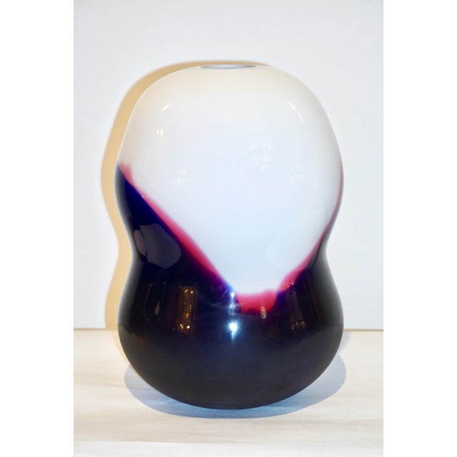 Formia Murano Formia 1980 Italian Vintage Purple Blue White Murano Glass Organic Design Vase For Sale - Image 4 of 9
