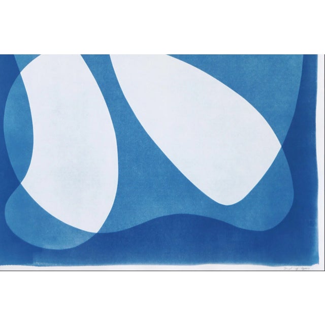 Mid-Century Modern Mid-Century Modern Shapes, Handmade Cyanotype on Watercolor Paper in White and Blue Print, 2024 For Sale - Image 3 of 7