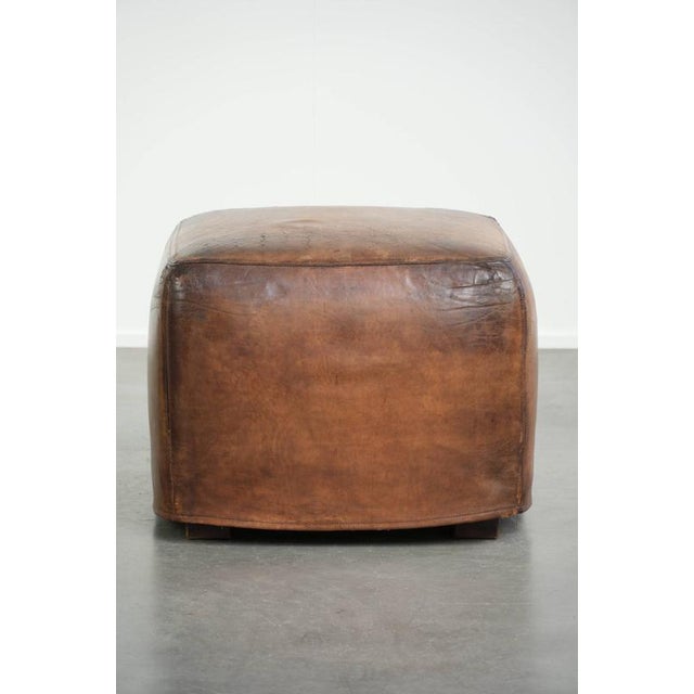 1990s Large Vintage Sheepskin Ottoman For Sale - Image 5 of 12