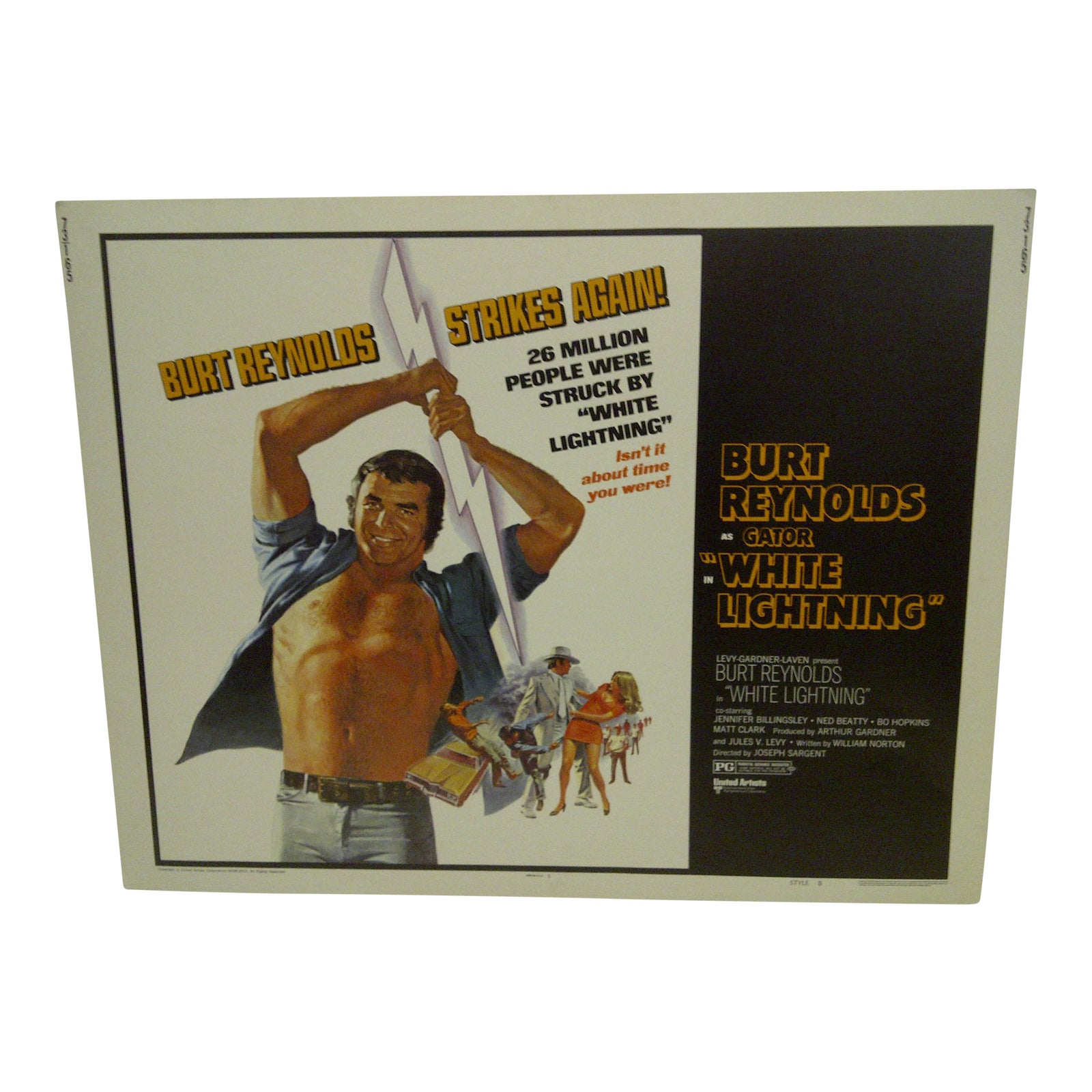 1973 Vintage Movie Poster of Burt Reynolds as "Gator" in "White Lightning" | Chairish