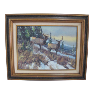 William Bill Bailey Montana Mountain Landscape 2 Bucks Framed Oil Painting