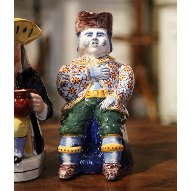 19th Century English Painted Ceramic Barbotine Pitchers - Set of Three For Sale In Dallas - Image 6 of 13