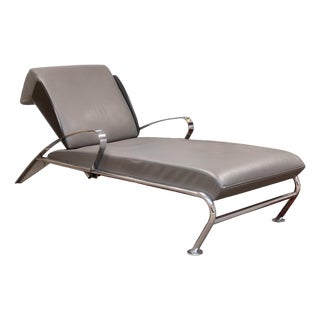 1980s Massimo Iosa Ghini for Moroso Leather and Steel Post Modern Lounge Chair For Sale