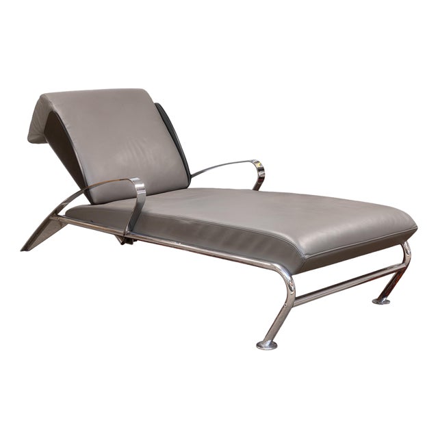 1980s Massimo Iosa Ghini for Moroso Leather and Steel Post Modern Lounge Chair For Sale