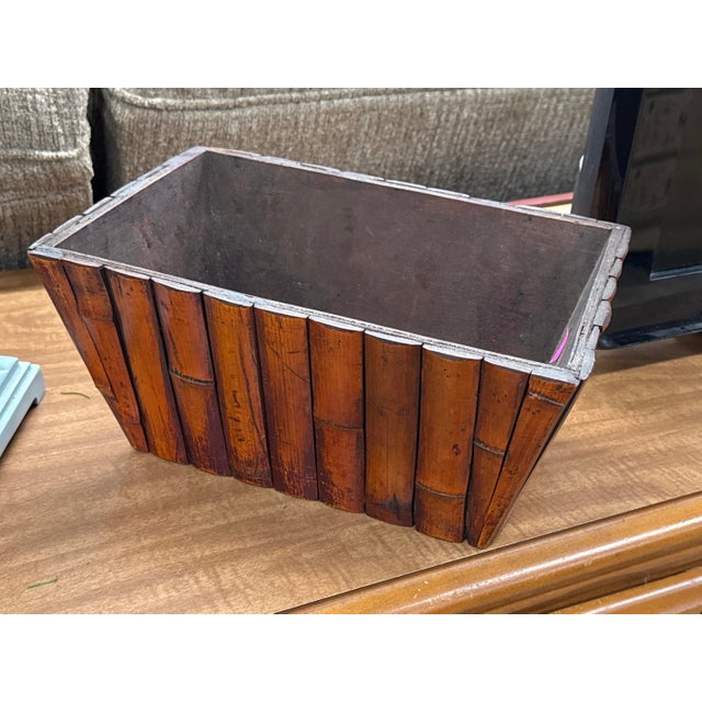 Vintage Hand-Crafted Bamboo and Rattan Rectangular Planter Box or Home Decor A rectangular planter / or basket with...