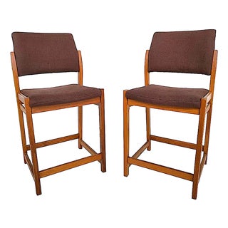 Mid 20th Century Swedish Teak Counter Stools Designed by Svegards Markaryd, Set of 2 For Sale