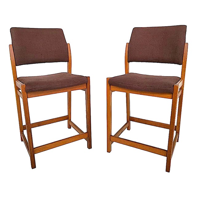 Mid 20th Century Swedish Teak Counter Stools Designed by Svegards Markaryd, Set of 2 For Sale