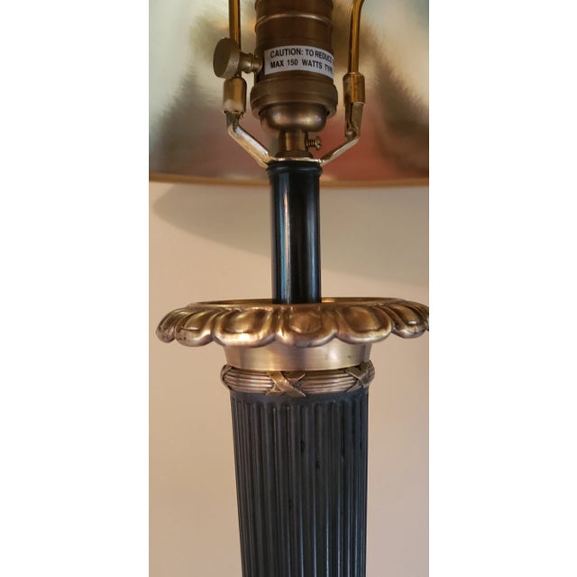 Metal Vintage Black & Gold Empire Torch Style Table Lamp For Sale - Image 7 of 8
