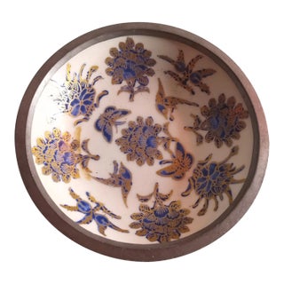 1960s Japanese Tff Porcelain Brassware Floral Trinket Bowl For Sale