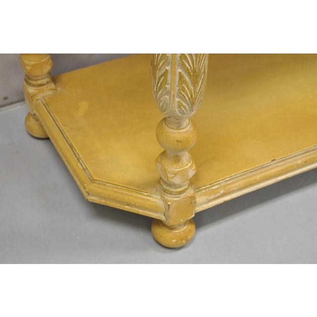 Vintage Gothic Renaissance Painted Hall Altar Console Table Chair Set - 4 Pc Set For Sale - Image 15 of 16