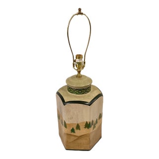 Late 20th Century Hand Painted Woodland Pine Tree Table Lamp by Wildwood For Sale