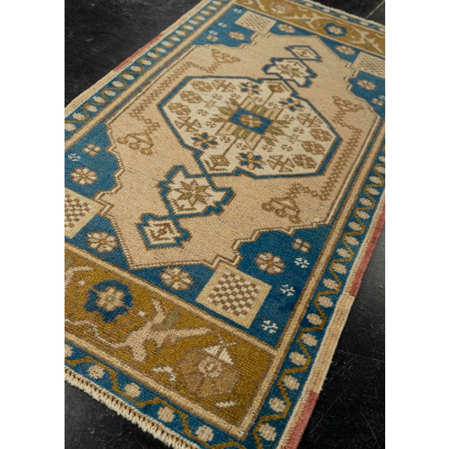 Textile Turkish Mini Rug Oriental Hand Knotted Vintage Rug 1'8" x 3'2" #21188 For Sale - Image 7 of 8