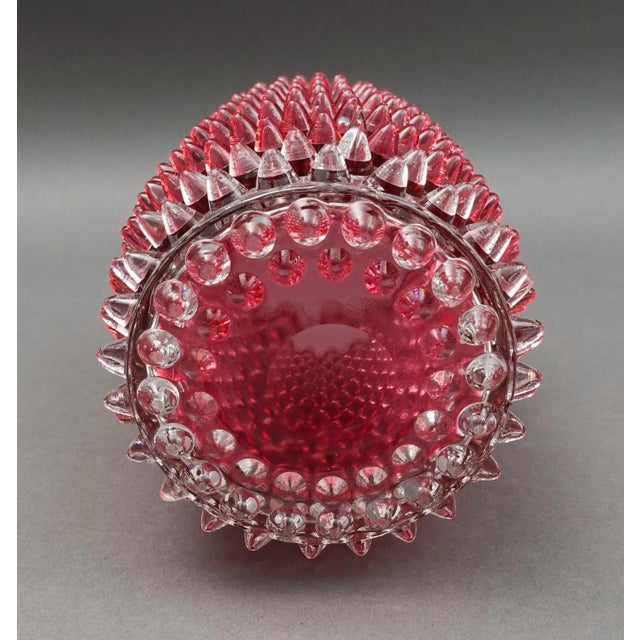 Early 19th Century Hobbs Brockunier & Co. Dew Drop Cranberry Red Hobnail Glass Celery Vase For Sale In Miami - Image 6 of 10