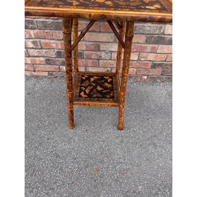 19th Century Decoupage Bamboo Side Table For Sale In Nashville - Image 6 of 7
