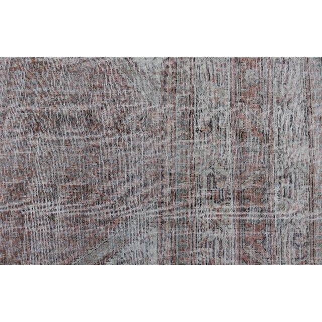 Antique Distressed Persian Mahal Rug With Large Medallion in Muted Colors For Sale - Image 9 of 12