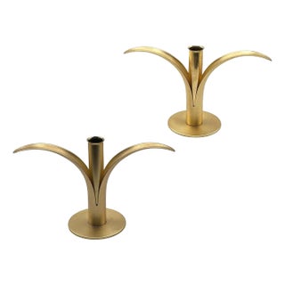 20th C. MCM "Lily" Candlestick Holders W/ Brass Inserts by Ivar Ålenius Björk for Ystad For Sale