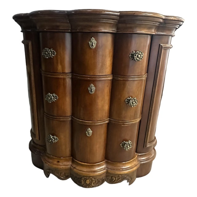 Late 20th Century Pulaski Serpentine Front Bombe Chest With Ornate Hardware For Sale