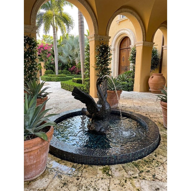 2000 - 2009 Vintage Bronze Swan Garden Fountain For Sale - Image 5 of 9