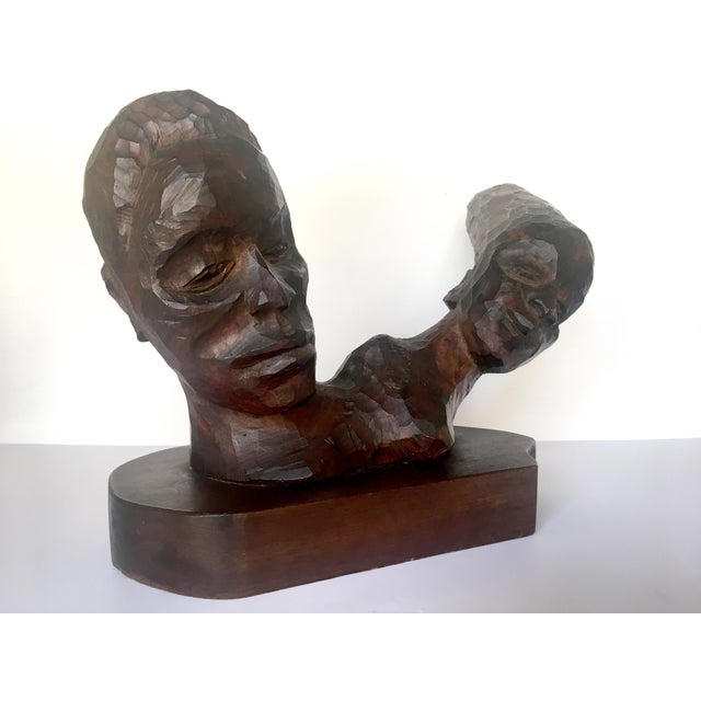 Figurative Carved 2-Headed African Bust For Sale - Image 3 of 11