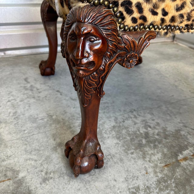 1980s Carved Arm Chair With Lion and Eagle Heads For Sale - Image 9 of 9