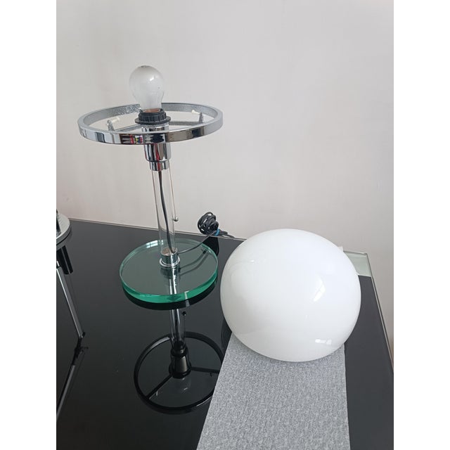 Bauhaus Valentino Lamp n Chrome Plating and Glass from Metalarte, 1976 For Sale - Image 6 of 13