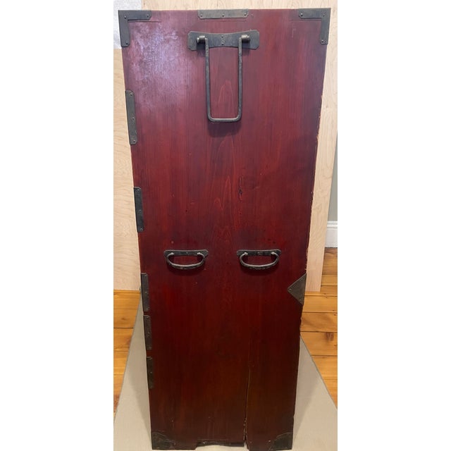 19th Century Japanese Meiji Period Isho-Tansu Clothing Chest With Iron Hardware For Sale - Image 9 of 11