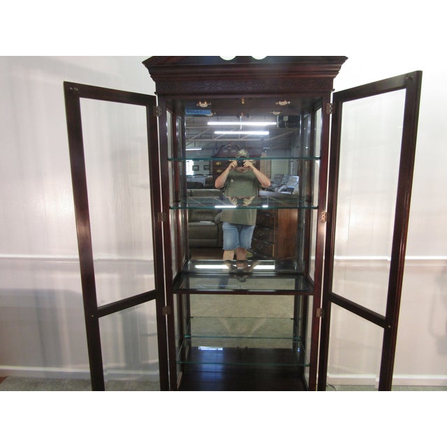 Wood Stickley Solid Mahogany Chippendale Style Curio China Cabinet For Sale - Image 7 of 12