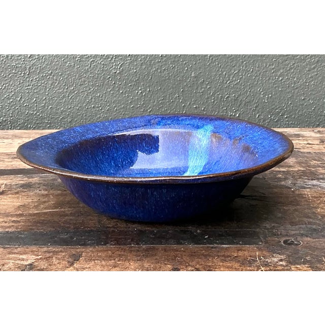 Vintage Original Studio Pottery Blue Bowl For Sale - Image 12 of 12