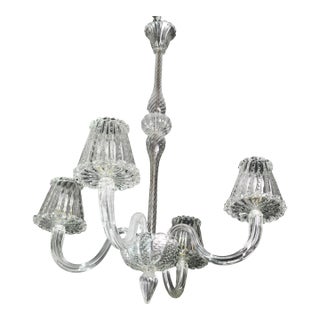 1950s Luxury Art Decò Barovier E Toso Chandelier, Murano "Bubble" Glass For Sale