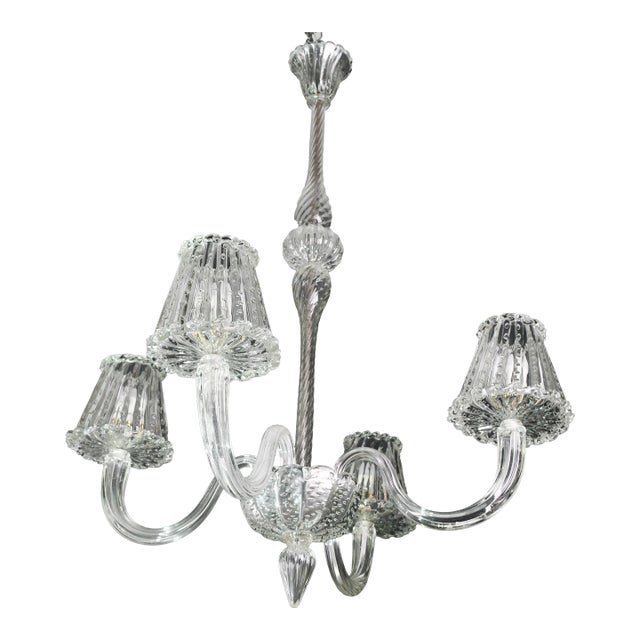 1950s Luxury Art Decò Barovier E Toso Chandelier, Murano "Bubble" Glass For Sale
