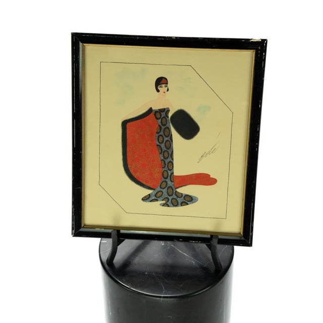 Early 20th Century "Untitled" Erté Fashion Gouache Illustration For Sale In Nashville - Image 6 of 13