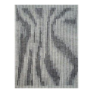 4x6 Gray Hand-Knotted Wool Vertical Shifting Sands Abstract Modern Carpet Rug For Sale