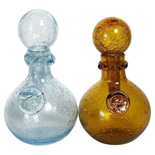 Blown Glass Bottles from Biot, France, 1970s, Set of 2 For Sale - Image 12 of 12