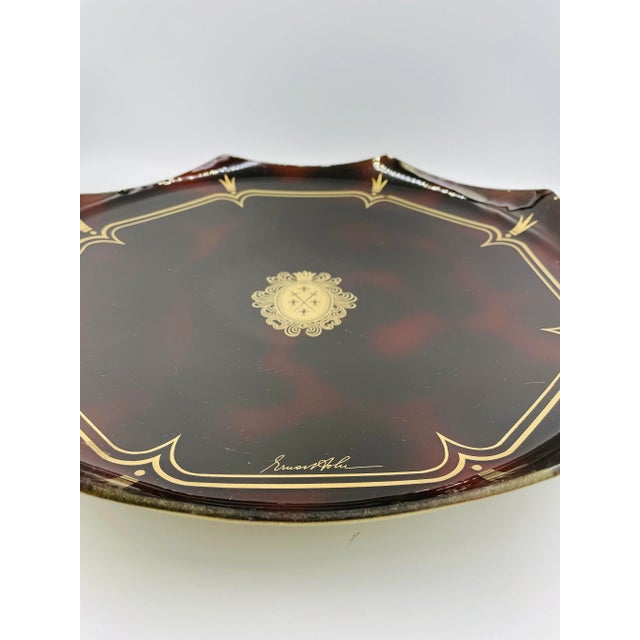 Mid 20th Century Signed Royal Brown and Gold Platter For Sale In Los Angeles - Image 6 of 12