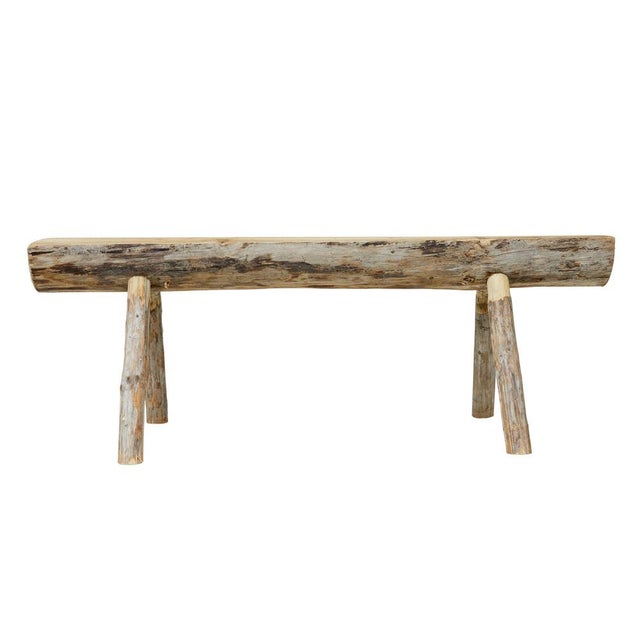 Scandinavian Handmade Log Benches, 1950, Set of 2 For Sale - Image 9 of 13