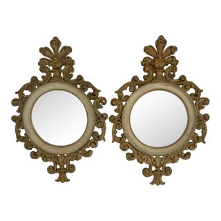 Ancient Italian Small Gesso Mirror Pair For Sale