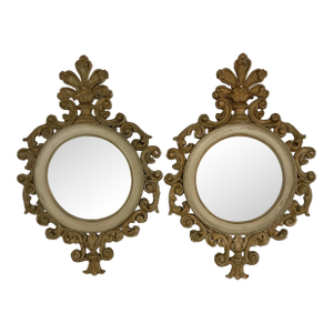 Ancient Italian Small Gesso Mirror Pair