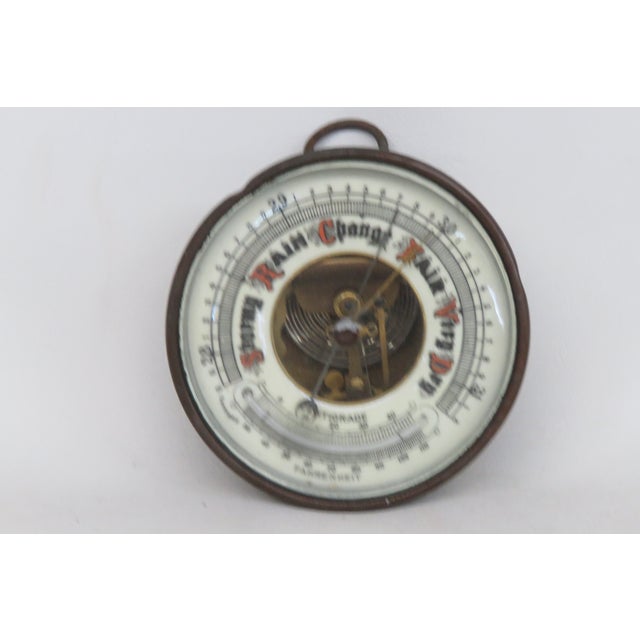 Rustic European German Aneroid Barometer Centigrade Fahrenheit Metal Hanging Weather Dial 4489b For Sale - Image 3 of 15