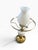 Striking vintage electric hurricane table lamp featuring richly textured white hobnail milk glass, polished brass-tone...