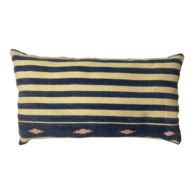 Single Flat Weave Antique Textile Pillow For Sale