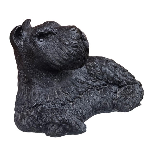 Scottish Terrier Dog Statue Black Cement Sculpture Realistic Scottie Large Vintage For Sale - Image 10 of 18