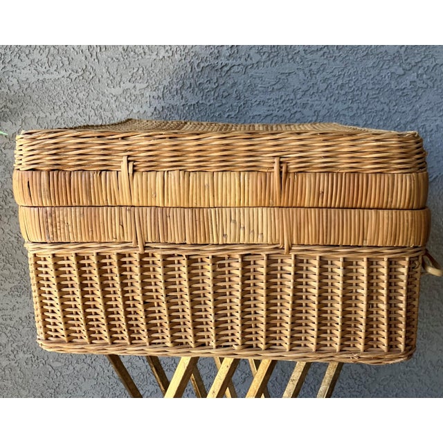 Mid 20th-Century Extra Large Handwoven Valise-Style Rattan Storage Basket, Hong Kong For Sale - Image 17 of 18