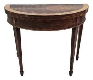 Vintage Federal Revival Style Flame Mahogany Folding Demilune Flip-Top Table