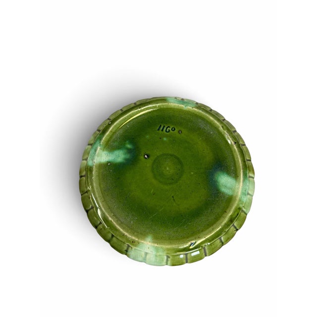 Early 20th Century Early 20th Century Brush-McCoy "Green Onyx" Majolica Jardiniere and Pedestal Set - Shape #1160 For Sale - Image 5 of 6