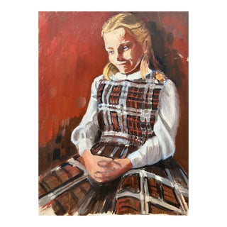 Vintage Painting - Portrait of a Girl For Sale