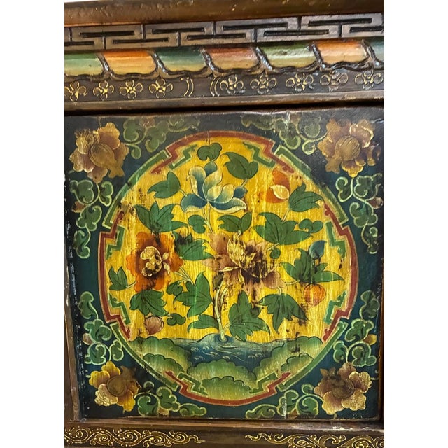 Antique Tibetan Hand Painted Cabinet For Sale - Image 9 of 9