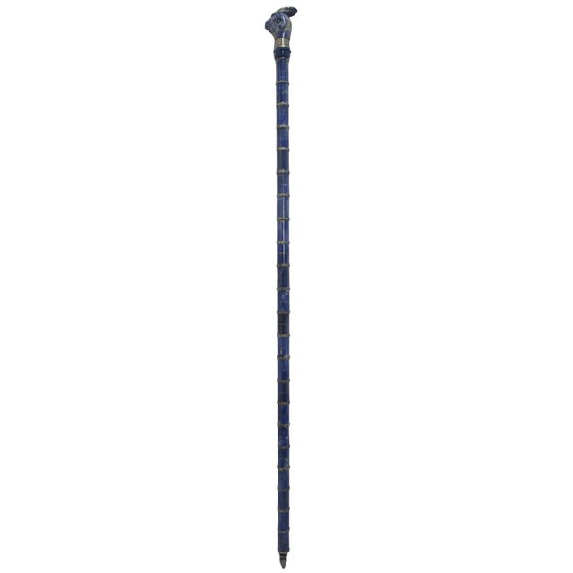 Stunning antique Lapis Lazuli metal mounted walking stick, attributed to Russian or French origins, most likely dating...