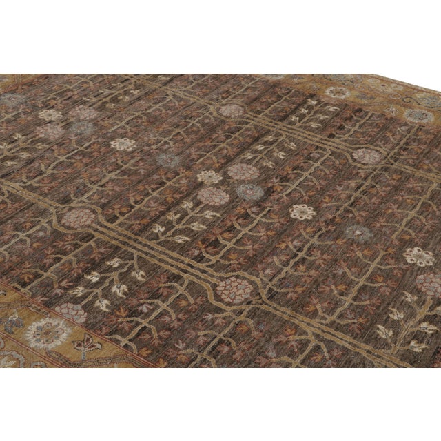 Rug & Kilim’s Khotan Rug in Brown and Gold With Geometric Patterns For Sale In New York - Image 6 of 8