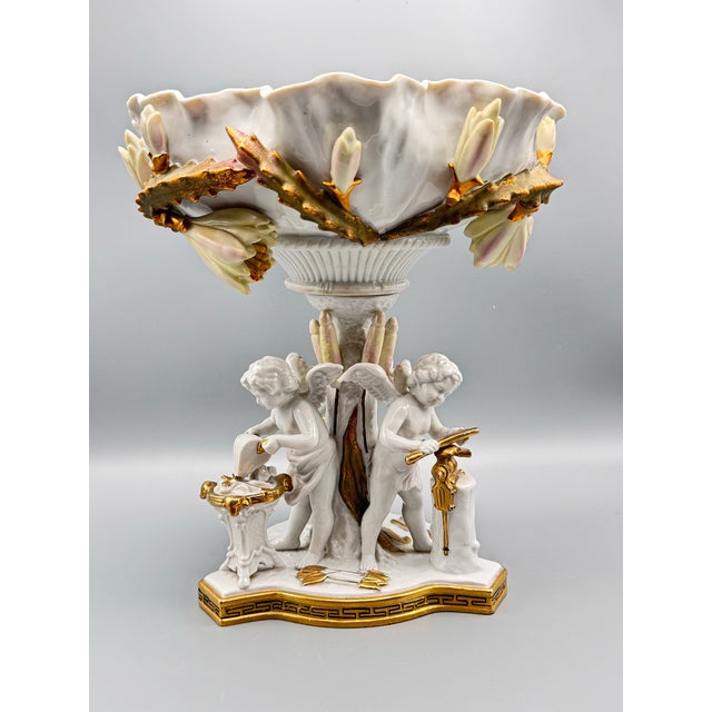 Large Cherub Compote French Inspired Porcelain 12” Vintage For Sale In Richmond - Image 6 of 10